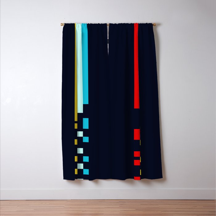 Classic 80s Video Game Retro Stripes Pixel Drops - Ayakazu Window Curtain Gallery Image 3
