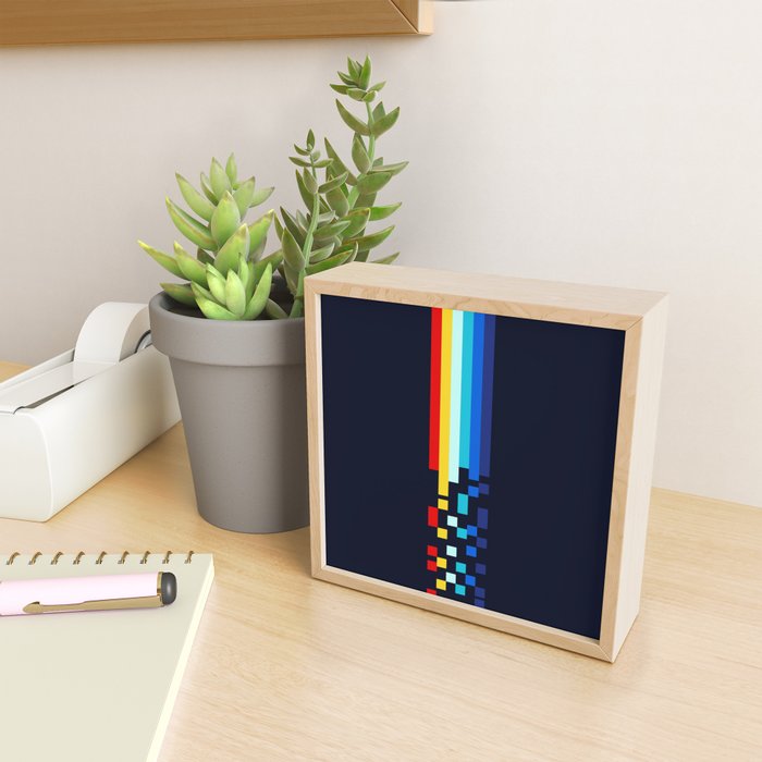 Classic 80s Video Game Retro Stripes Pixel Drops - Ayakazu Mini Art Print Gallery Image 2