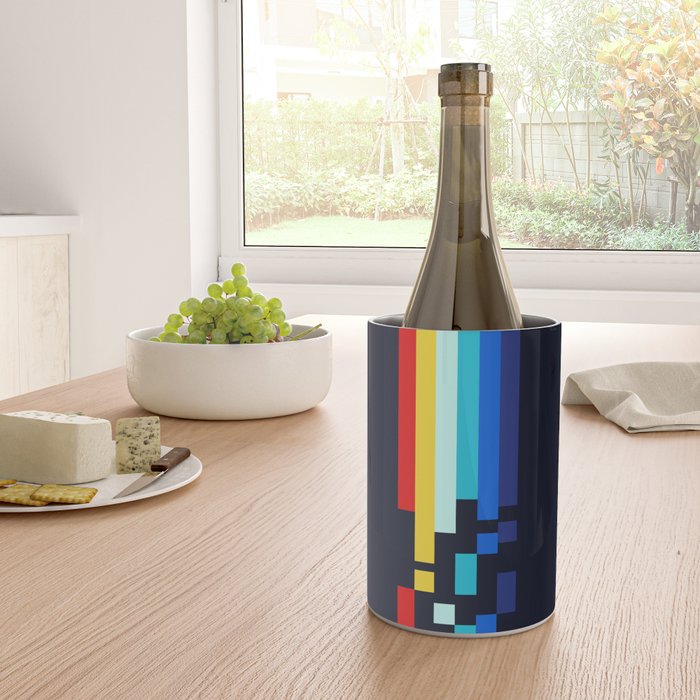 Classic 80s Video Game Retro Stripes Pixel Drops - Ayakazu Wine Chiller Gallery Image 4