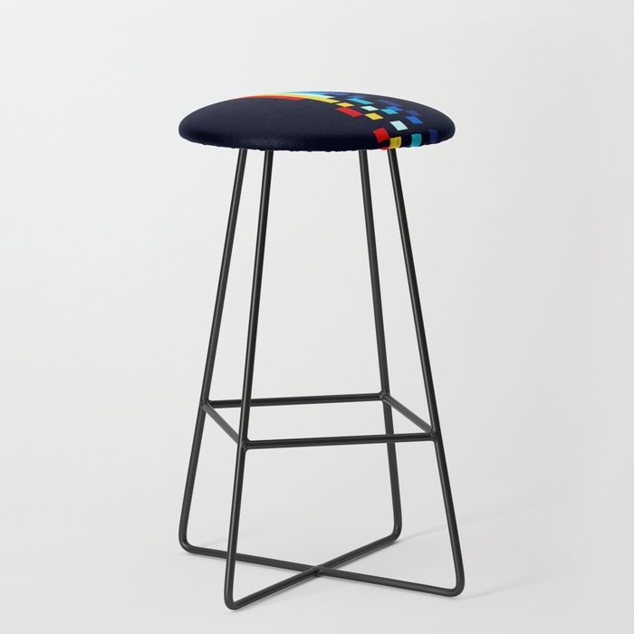 Classic 80s Video Game Retro Stripes Pixel Drops - Ayakazu Stool Gallery Image 1