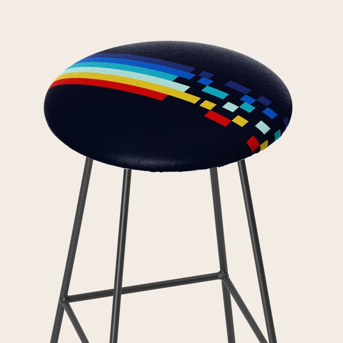 Classic 80s Video Game Retro Stripes Pixel Drops - Ayakazu Stool Gallery Image 2