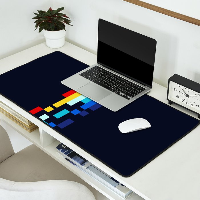 Classic 80s Video Game Retro Stripes Pixel Drops - Ayakazu Desk Mat Gallery Image 2