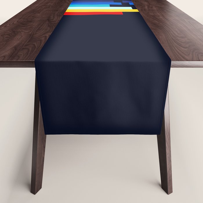 Classic 80s Video Game Retro Stripes Pixel Drops - Ayakazu Table Runner Gallery Image 1