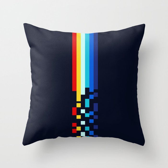 Classic 80s Video Game Retro Stripes Pixel Drops - Ayakazu Throw Pillow Gallery Image 6