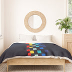 Classic 80s Video Game Retro Stripes Pixel Drops - Ayakazu Duvet Cover Gallery Image 3