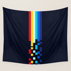Classic 80s Video Game Retro Stripes Pixel Drops - Ayakazu Wall Tapestry Gallery Image 4