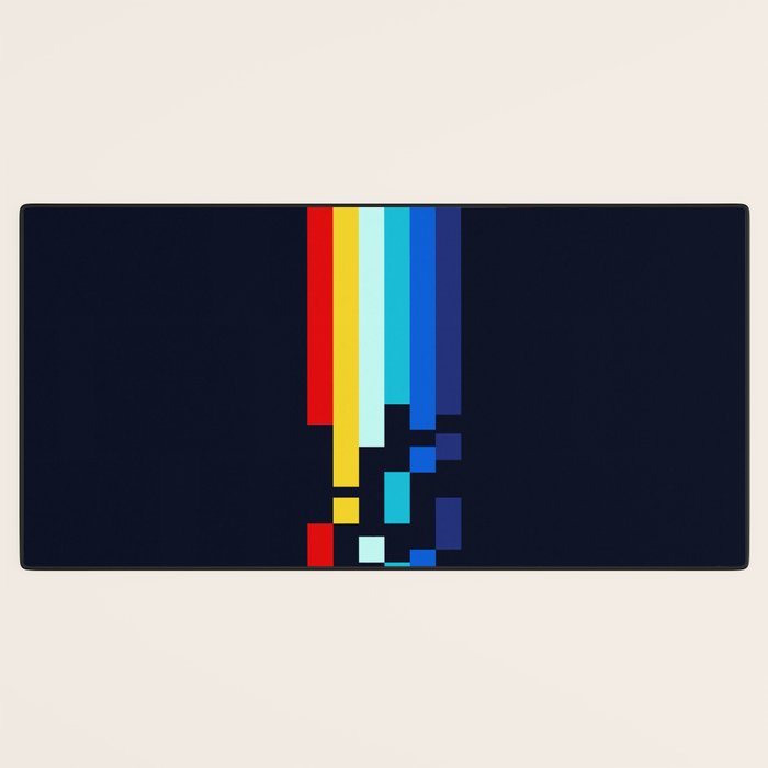 Classic 80s Video Game Retro Stripes Pixel Drops - Ayakazu Desk Mat Gallery Image 3