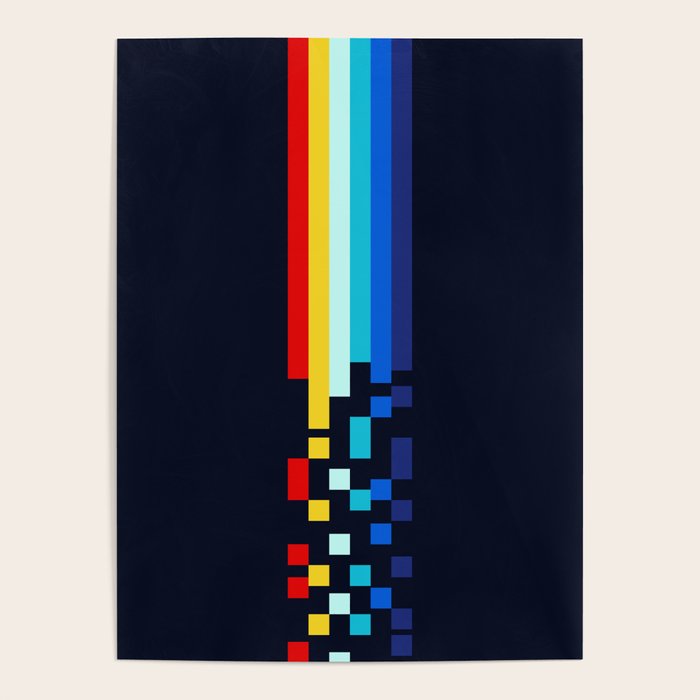 Classic 80s Video Game Retro Stripes Pixel Drops - Ayakazu Poster Gallery Image 4