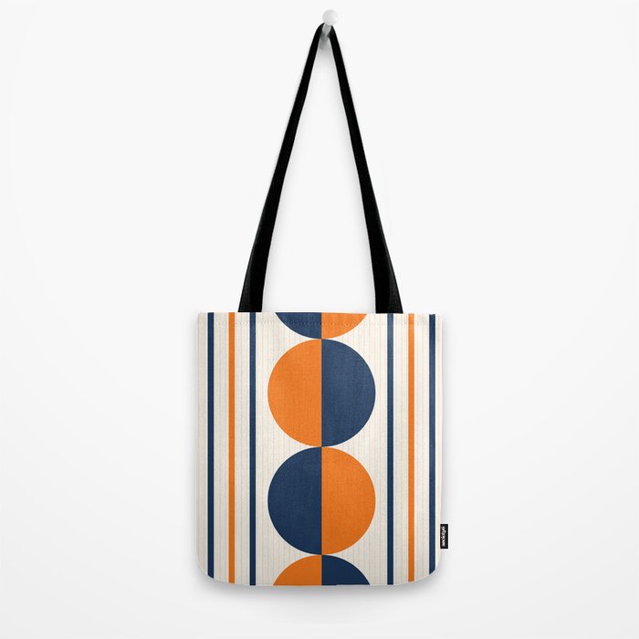 Abstract Shapes 78 in Orange and Navy Blue Tote Bag Gallery Image 2