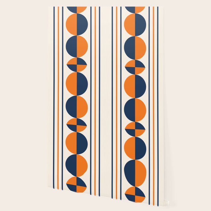 Abstract Shapes 78 in Orange and Navy Blue Wallpaper Gallery Image 2