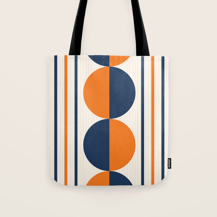 Abstract Shapes 78 in Orange and Navy Blue Tote Bag Gallery Image 1