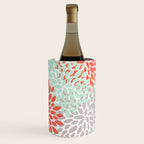 Floral Pattern, Orange, Teal, Mint Green, Flower Print Wine Chiller Gallery Image 3