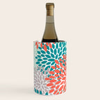 Floral Pattern, Orange, Teal, Mint Green, Flower Print Wine Chiller Gallery Image 2