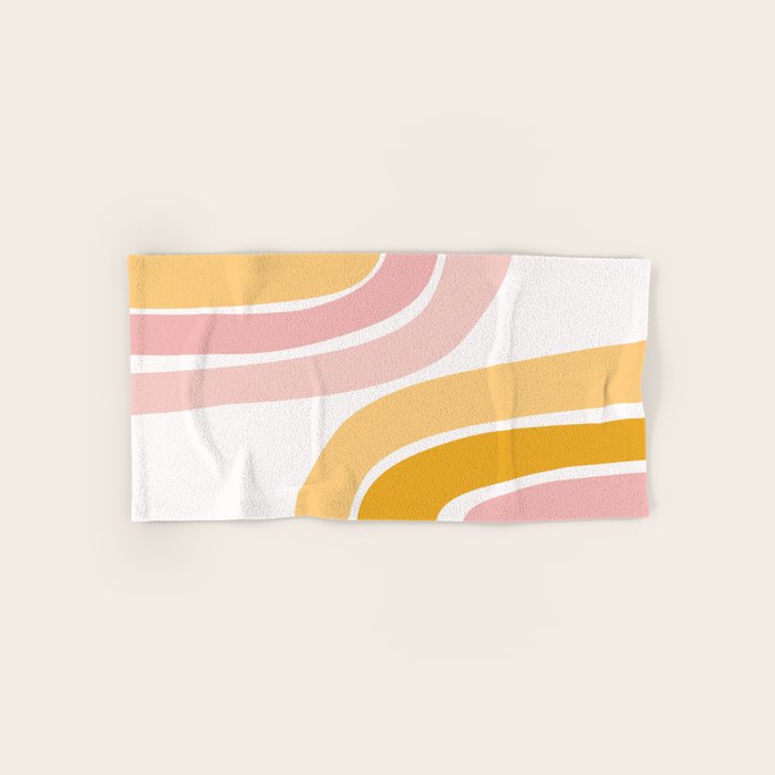 Abstract Shapes 37 in Mustard Yellow and Pale Pink Bath Towel Gallery Image 1