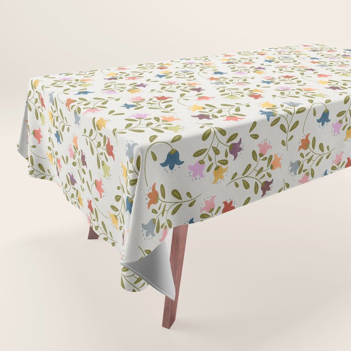 Vintage Spring Floral Pattern with Linen Texture Tablecloth – Society6