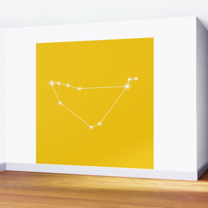 Capricorn Zodiac Star Constellation Line Art Bright Yellow Wall Mural Gallery Image 2