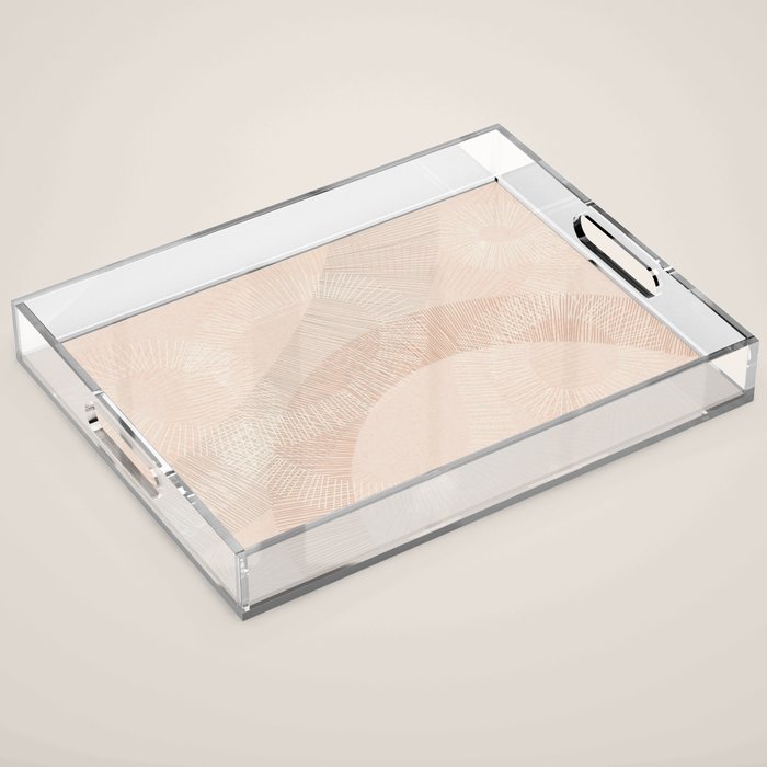 calming essentials Curved Lines chalky peach Acrylic Tray Gallery Image 1