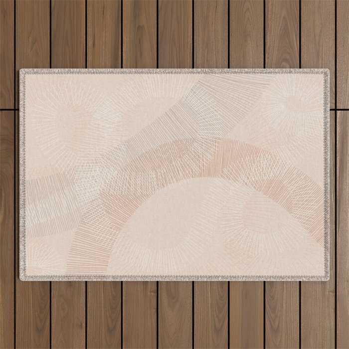 calming essentials Curved Lines chalky peach Outdoor Rug Gallery Image 1
