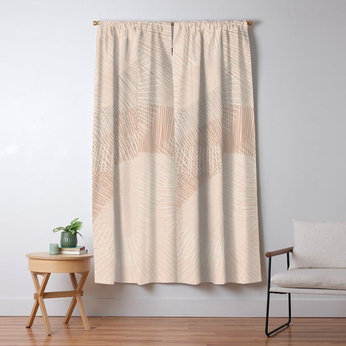 calming essentials Curved Lines chalky peach Window Curtain Gallery Image 1