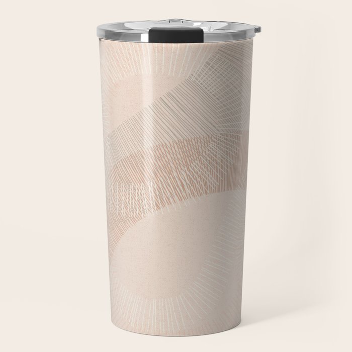 calming essentials Curved Lines chalky peach Travel Mug Gallery Image 1