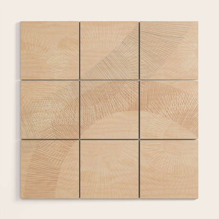 calming essentials Curved Lines chalky peach Wood Wall Art Gallery Image 1