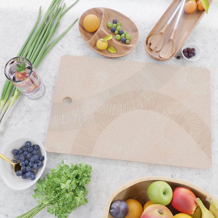 calming essentials Curved Lines chalky peach Cutting Board Gallery Image 2
