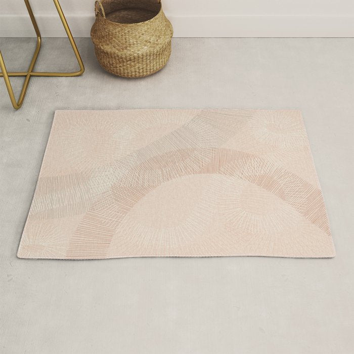 calming essentials Curved Lines chalky peach Rug Gallery Image 1