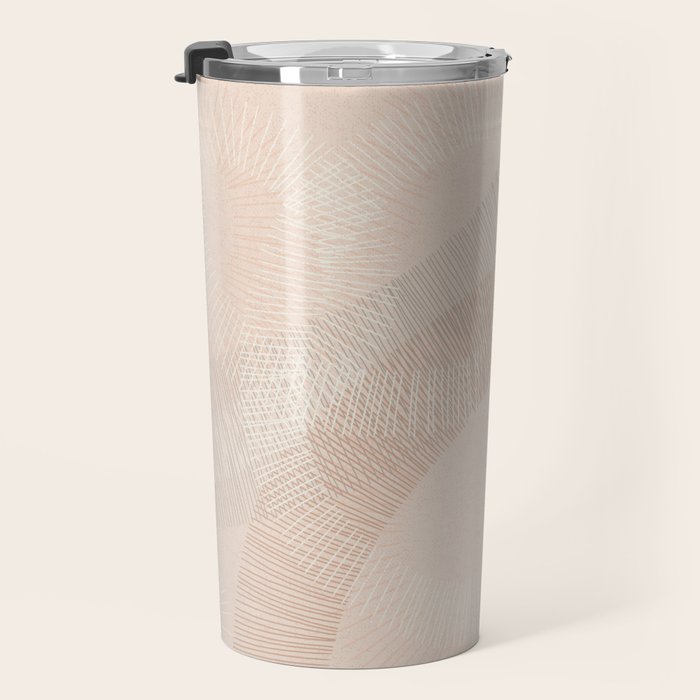 calming essentials Curved Lines chalky peach Travel Mug Gallery Image 3