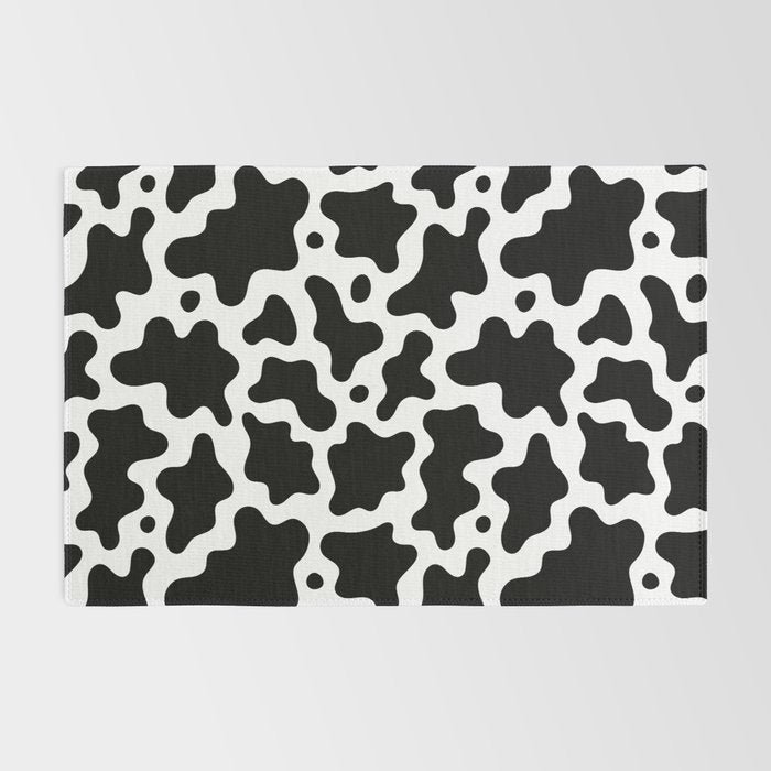 Abstract black and white cow print pattern Rug Gallery Image 2