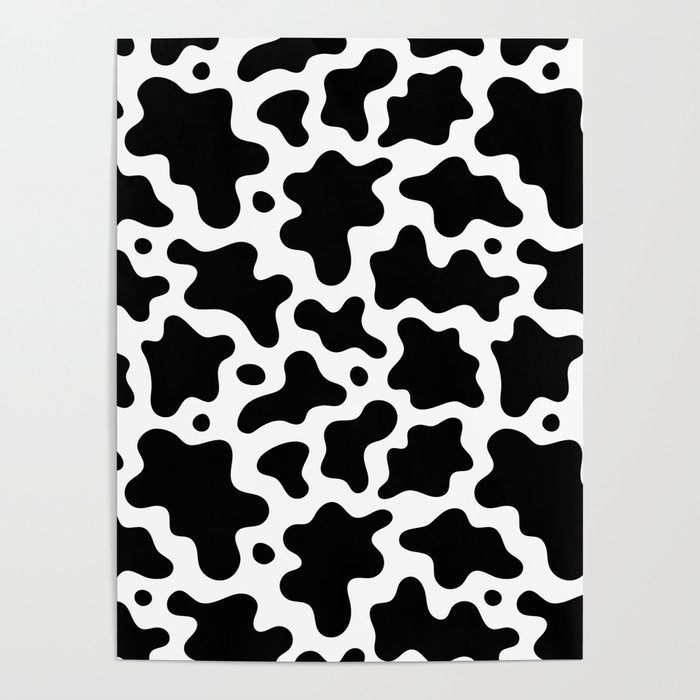 Abstract black and white cow print pattern Poster Gallery Image 4