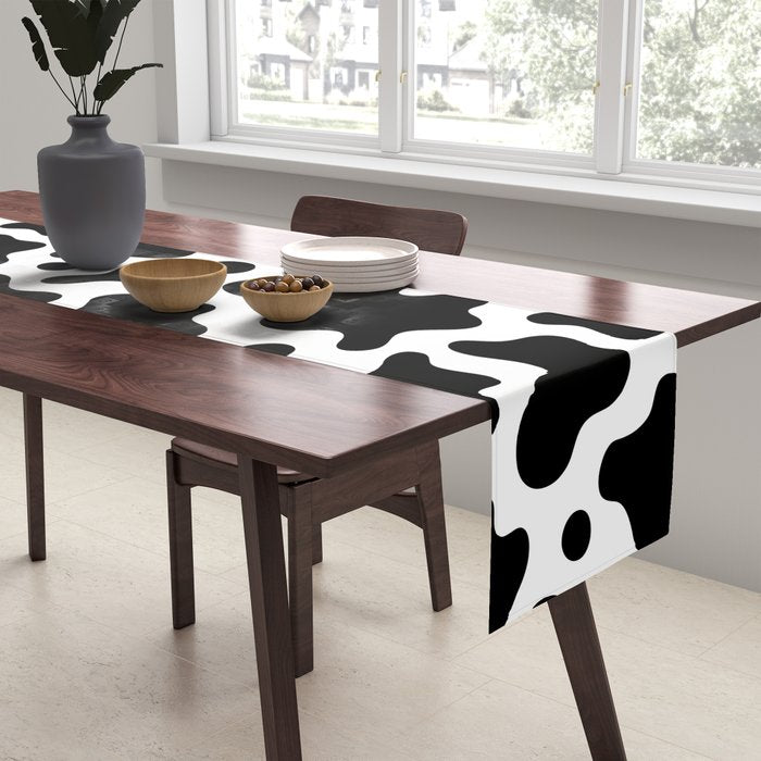 Abstract black and white cow print pattern Table Runner Gallery Image 2