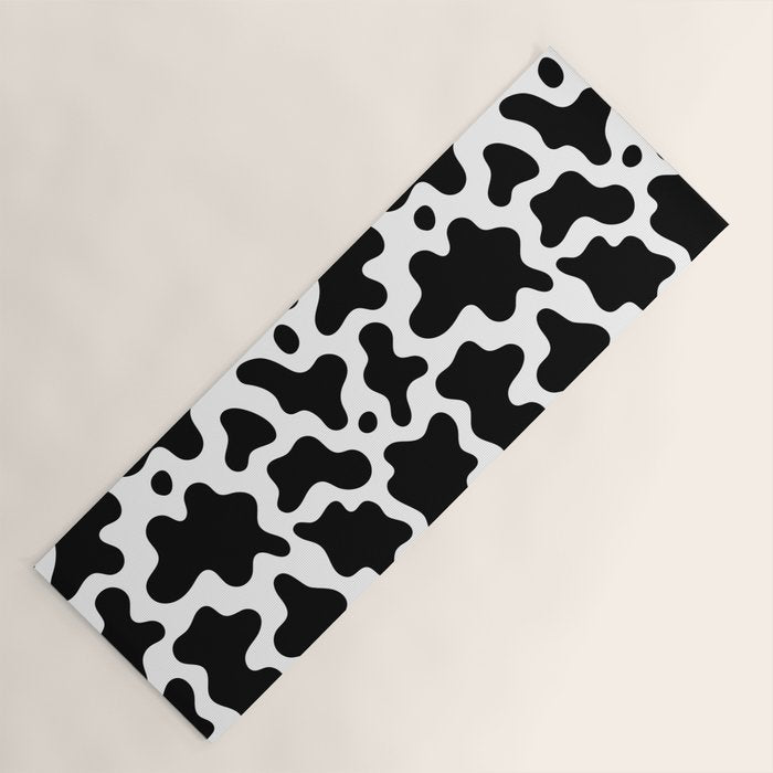 Abstract black and white cow print pattern Yoga Mat Gallery Image 1