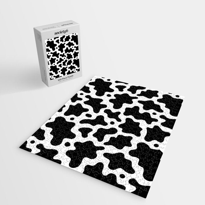 Abstract black and white cow print pattern Jigsaw Puzzle Gallery Image 2