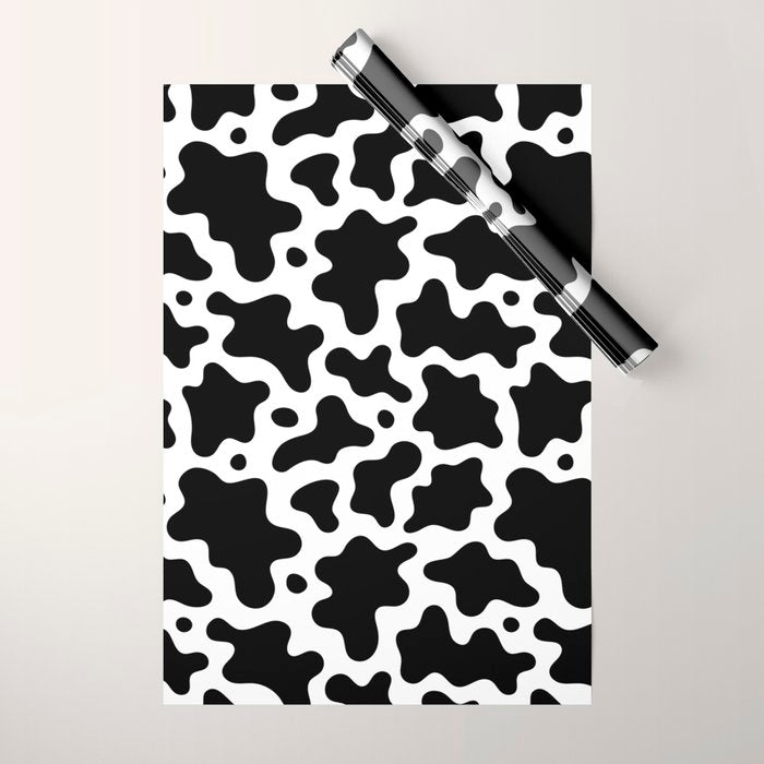 Abstract black and white cow print pattern Wrapping Paper Gallery Image 1