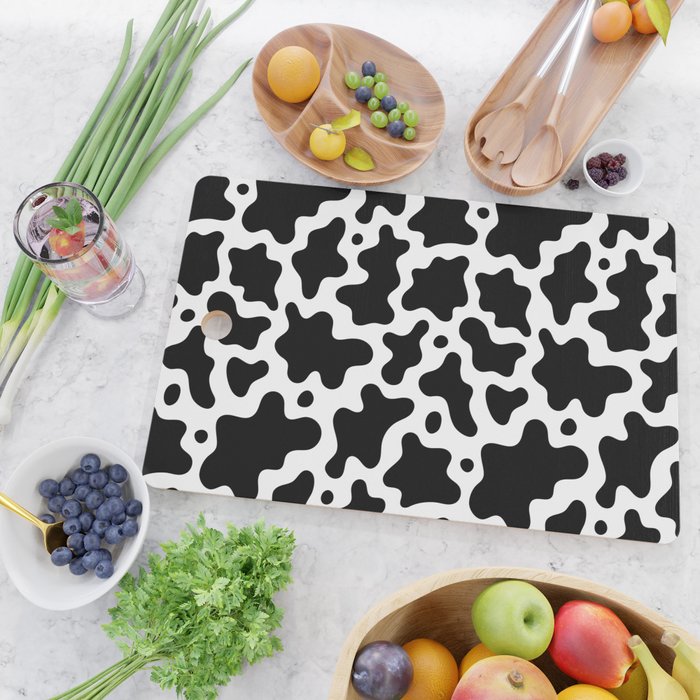 Abstract black and white cow print pattern Cutting Board Gallery Image 2