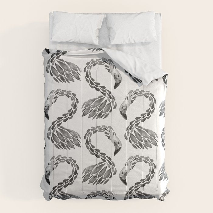 Miami Flamingo - Black Ink Comforter Gallery Image 6