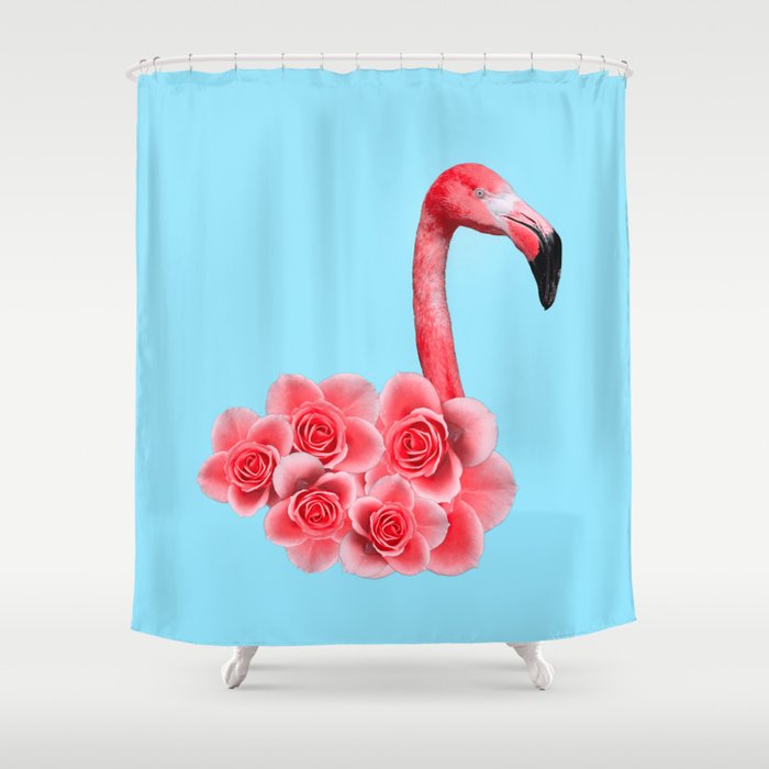 Flamingo Flowers: Pop Animals Shower Curtain Gallery Image 1