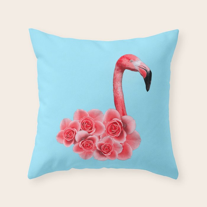 Flamingo Flowers: Pop Animals Throw Pillow Gallery Image 6