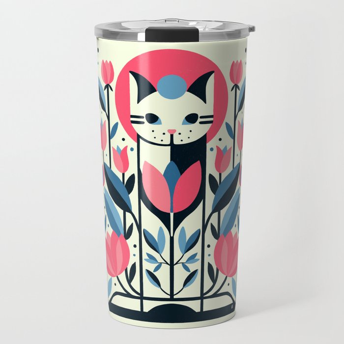 Cat amongst Tulips Travel Mug Gallery Image 1