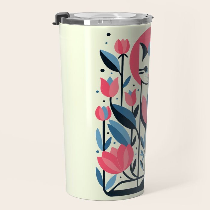 Cat amongst Tulips Travel Mug Gallery Image 3