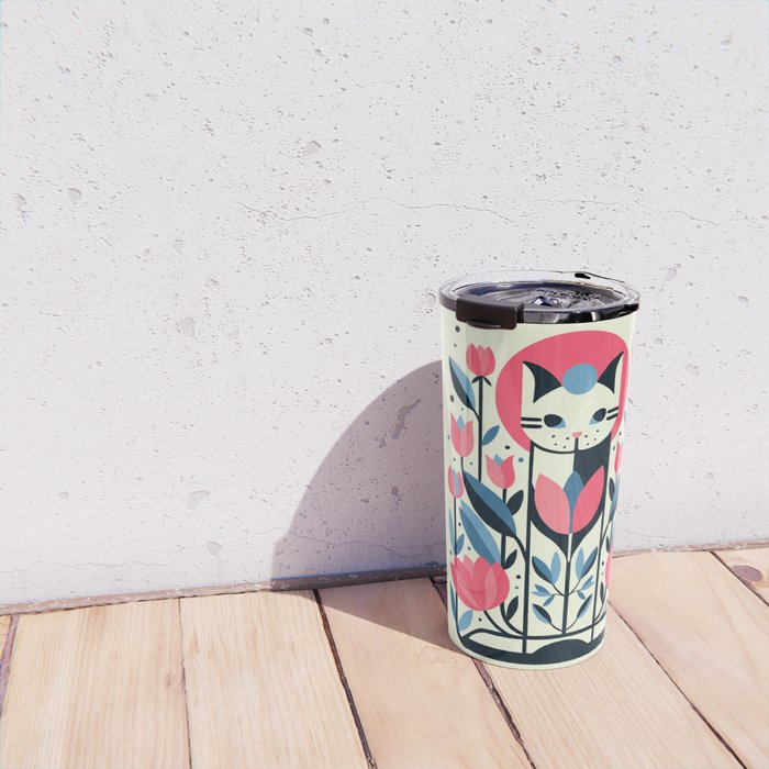 Cat amongst Tulips Travel Mug Gallery Image 4