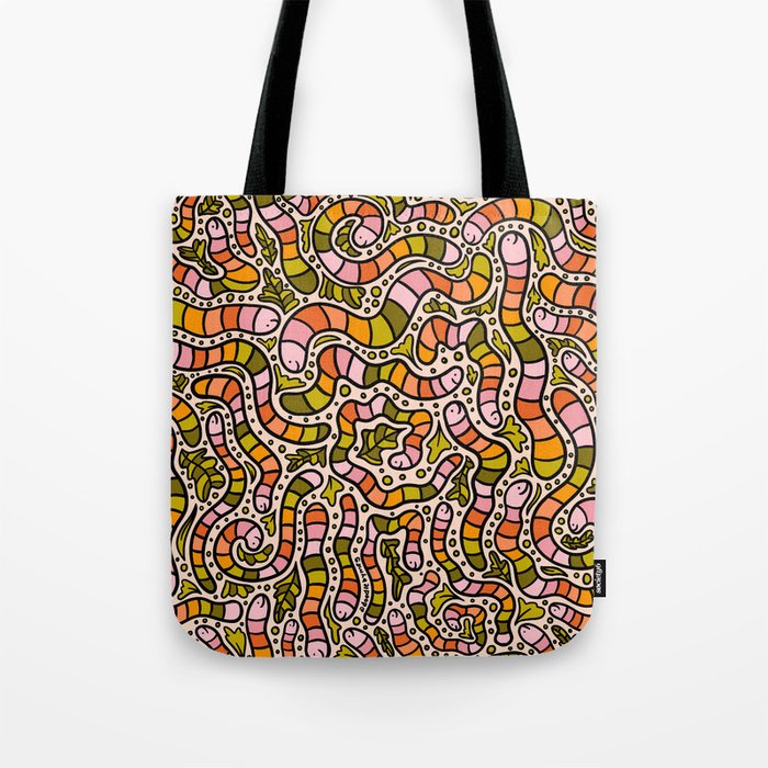 Rainbow Worms Print Tote Bag Gallery Image 1