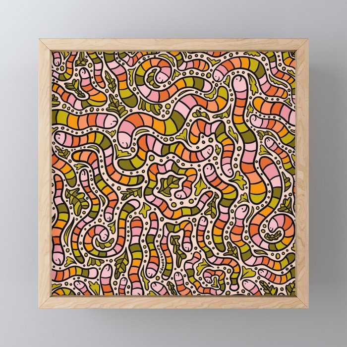 Rainbow Worms Print Mini Art Print Gallery Image 1