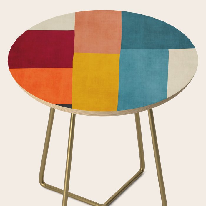 Modern Colorful Patchwork Abstract Art  Side Table Gallery Image 2