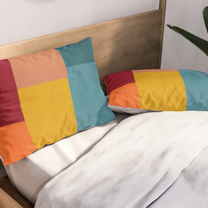 Modern Colorful Patchwork Abstract Art  Pillow Sham Gallery Image 2