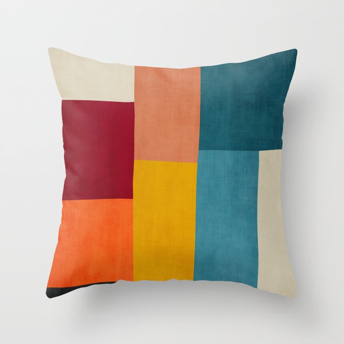 Modern Colorful Patchwork Abstract Art  Throw Pillow Gallery Image 6
