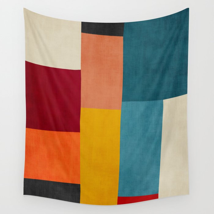 Modern Colorful Patchwork Abstract Art  Wall Tapestry Gallery Image 4