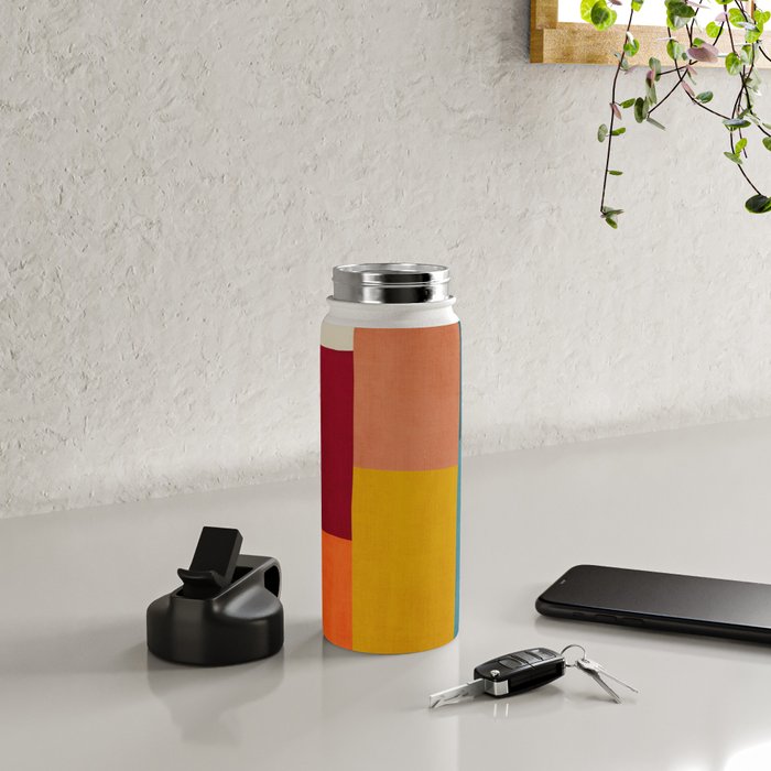 Modern Colorful Patchwork Abstract Art  Water Bottle Gallery Image 4