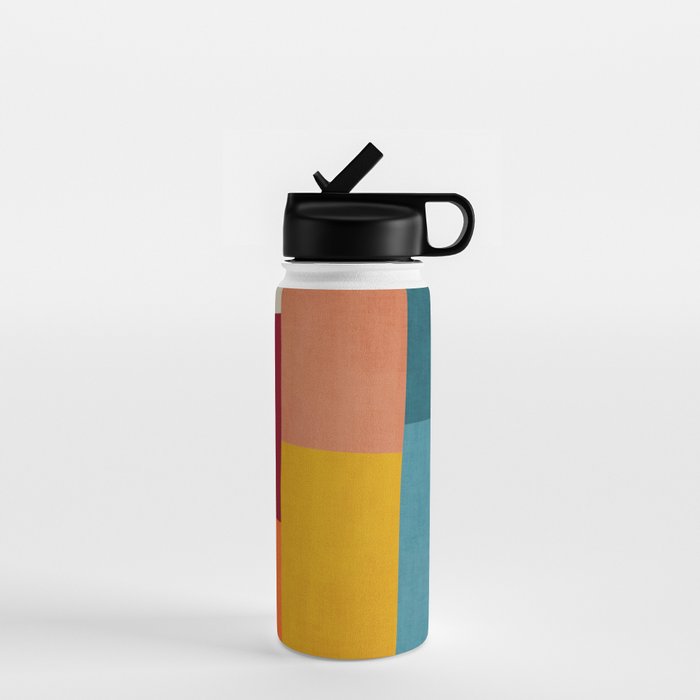 Modern Colorful Patchwork Abstract Art  Water Bottle Gallery Image 1