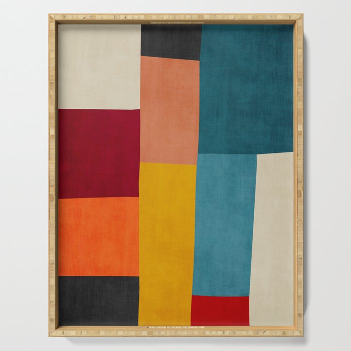 Modern Colorful Patchwork Abstract Art  Serving Tray Gallery Image 1